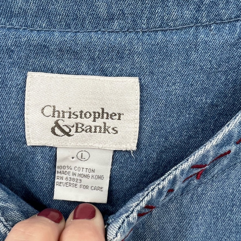 Christopher & Banks vintage 100% cotton lightweight embroidered cropped jacket L - Picture 11 of 13